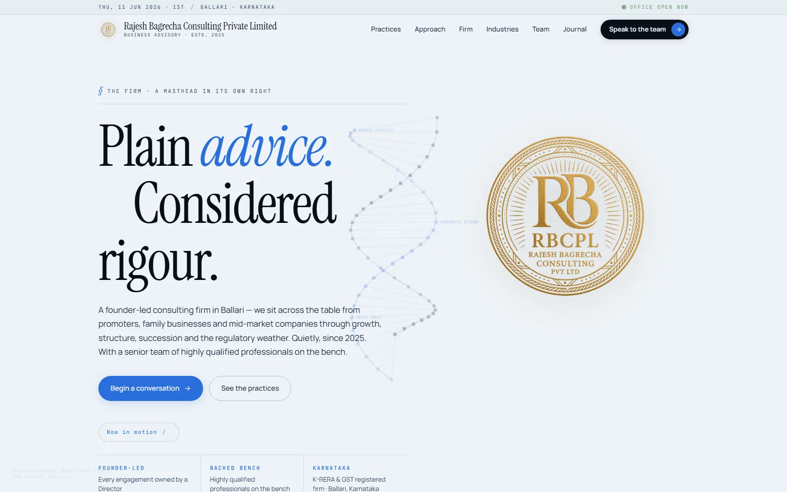 Rajesh Bagrecha Consulting: corporate consulting firm site, live at rbcpl.com